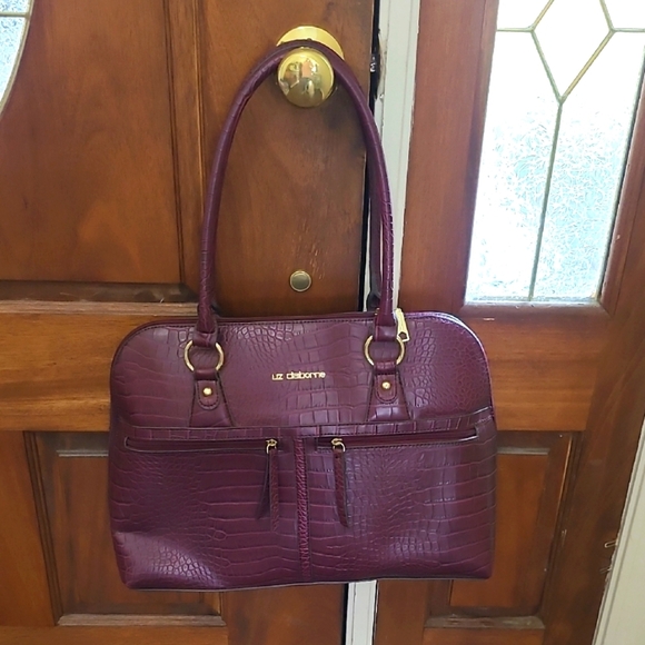 Liz Claiborne Purple croc embossed Satchel - Picture 1 of 14